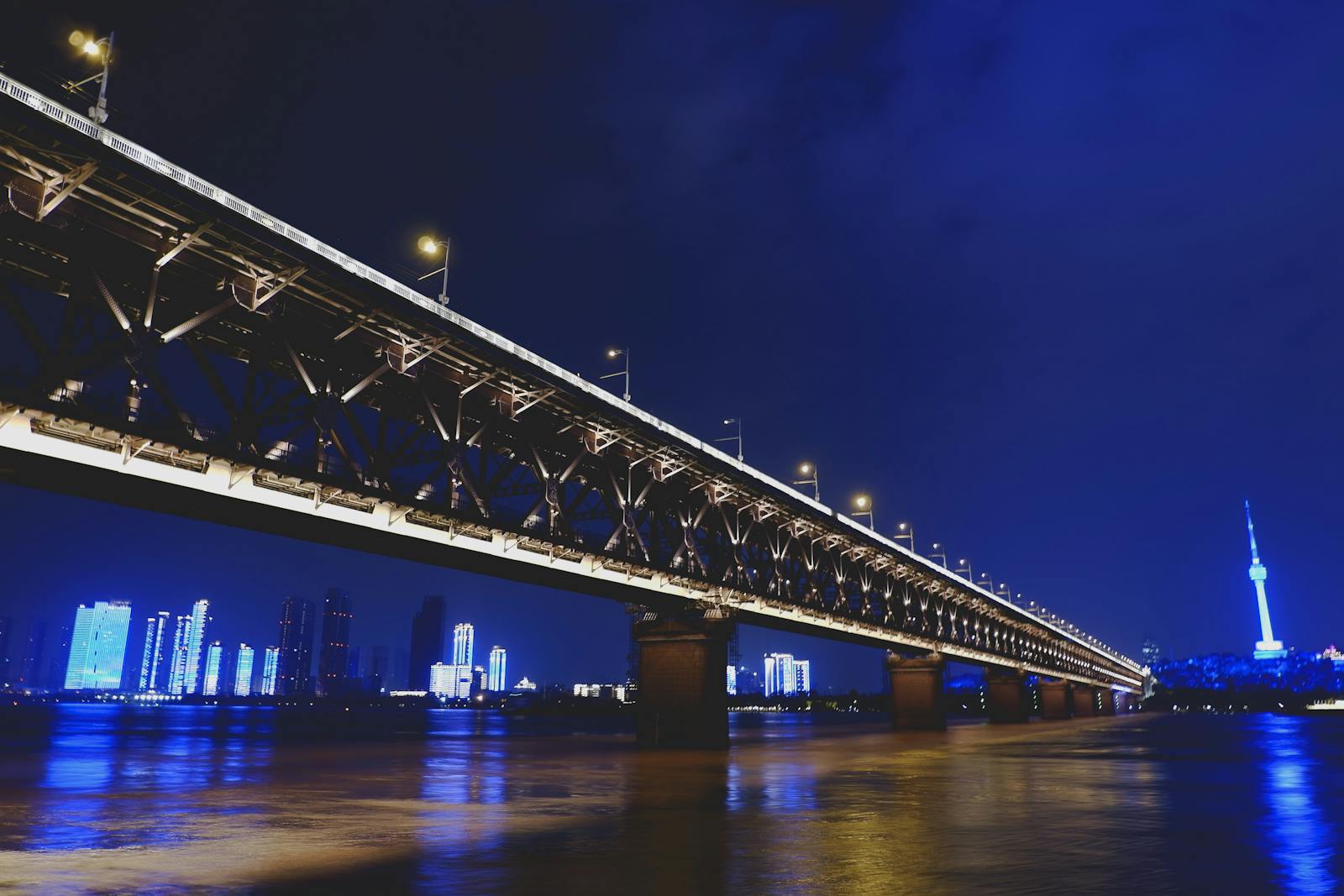 Wuhan Yangtze River Bridge and skyline — Wuhan company registration: setting up a WFOE in Optics Valley and Pilot FTZ